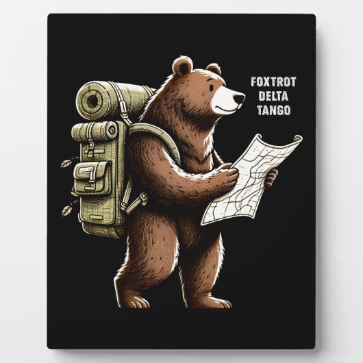 Plaque Photo Foxtrot Delta Tango Drôle Ours (Devant)
