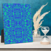 Plaque Photo Fractage Abstrait En Bleu Et Vert (Côté)