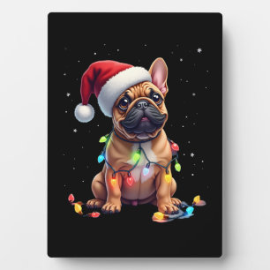 Plaque Photo French Bulldog Éclairage de Noël Père Noël French
