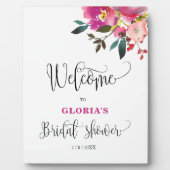 Plaque Photo Fuchsia Pink Floral  Bridal Shower Welcome  (Devant)