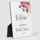 Plaque Photo Fuchsia Pink Floral  Bridal Shower Welcome  (Côté)