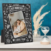 Plaque Photo Fun Chalkboard Doodle photo Meilleure maman Jamais (Côté)