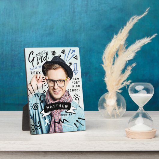 Plaque Photo Fun Doodle Sketch Magazine Couverture Grad Photo (Côté)