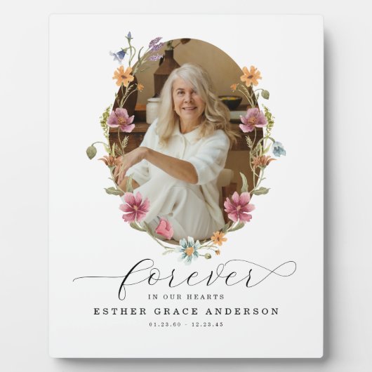 Plaque Photo Funérailles de Fleurs Sauvages À Jamais Dans Nos C (Devant)