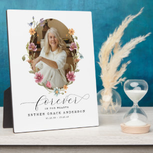 Plaque Photo Funérailles fleurs sauvages Pour Toujours Dans Nos