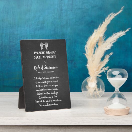 Plaque Photo Funérailles Memorial Chalk Blackboard Effet Chers (Côté)