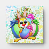 Plaque Photo Funny Bunny biting an Easter Egg (Devant)