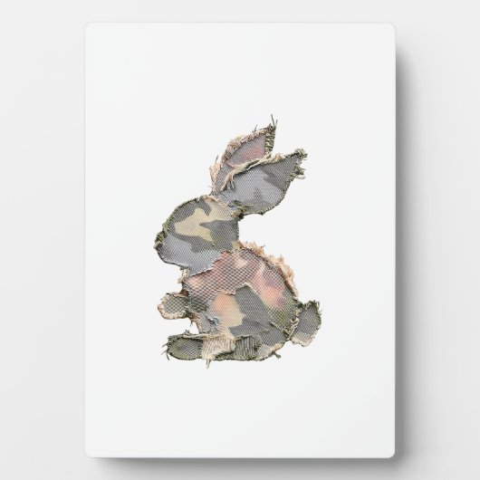 Plaque Photo Funny Bunny Crochet Patchwork Camo Rabbit Happy Ea (Devant)