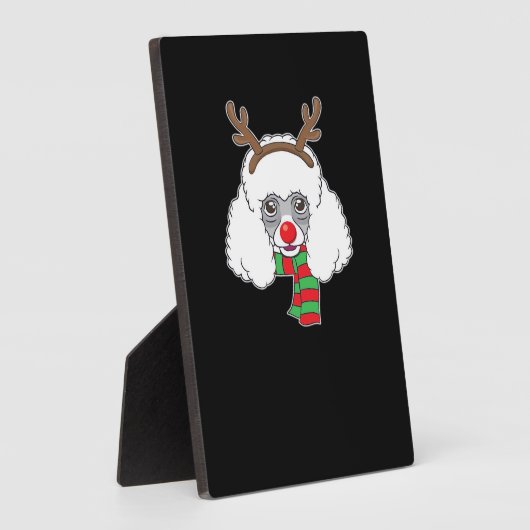 Plaque Photo Funny Christmas Dog Xmas Reindeer Poodle Holiday S (Côté)