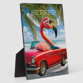 Plaque Photo Funny Flamant rose à la retraite en convertible su (Côté)