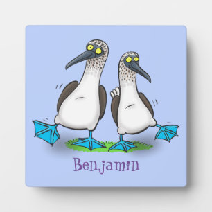 Plaque Photo Funny, happy blue footed boobies dancing cartoon
