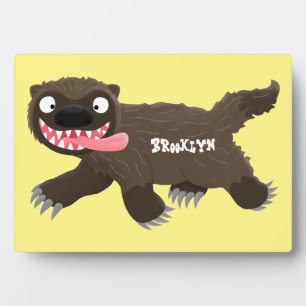 Plaque Photo Funny hungry wolverine animal cartoon