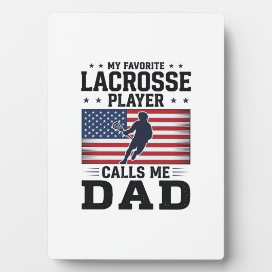 Plaque Photo Funny Lacrosse Dad American Flag Vintage Shirt Des (Devant)