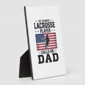 Plaque Photo Funny Lacrosse Dad American Flag Vintage Shirt Des (Côté)
