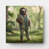 Plaque Photo Funny Sloth Golf Player, (Devant)
