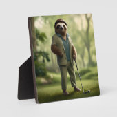 Plaque Photo Funny Sloth Golf Player, (Recto)