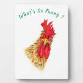 Plaque Photo Funny Surprised Curious Rooster (Devant)