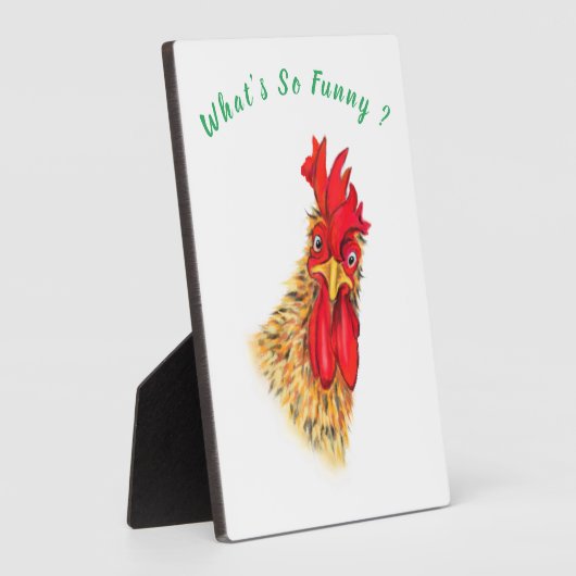 Plaque Photo Funny Surprised Curious Rooster (Côté)