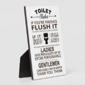 Plaque Photo Funny Toilet Rules Bathroom Restroom Humor (Côté)