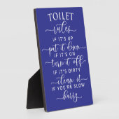 Plaque Photo Funny Toilet Rules – Elegant White Text on Black (Côté)