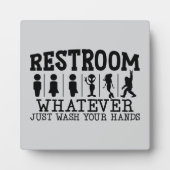 Plaque Photo Funny Wash Your Hands Gender Neutral Restroom (Devant)