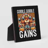 Plaque Photo Gains Gobble Gobble - Drôle Gym Thanksgiving (Recto)