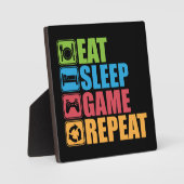 Plaque Photo Gaming - Eat, Sleep, Game, Repeat - Gamer, Funny (Recto)