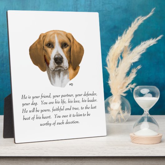 Plaque Photo Garde de Beagle MÂLE (Côté)