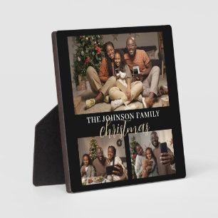 Plaque Photo Garde de Noël rustique pour famille de 3 photos