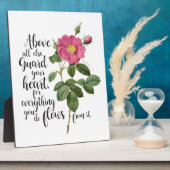 Plaque Photo Garde ton coeur - Rose Vintage, Proverbes 4:23 (Côté)
