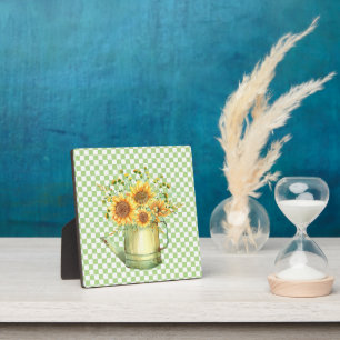 Plaque Photo Garden Watering Can Sunflowers