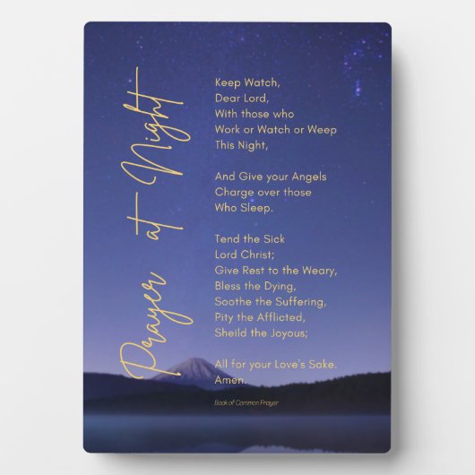 Plaque Photo Garder la prière nocturne avec l'Easel (Devant)