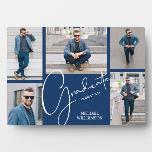 Plaque Photo Gardiens de graduation bleu multiphoto (Devant)