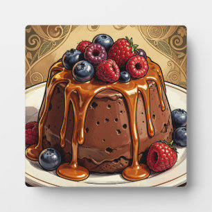 Plaque Photo Gâteau aux Fruits Rouges et Caramel au Chocolat Dé