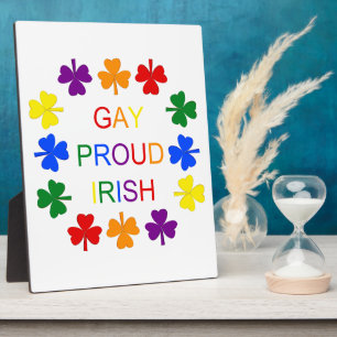 Plaque Photo Gay Fier Irlandais LGBT Rainbow Shamrocks