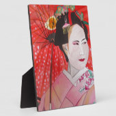 Plaque Photo Geisha avec parapluie rouge peinture d'art origina (Côté)