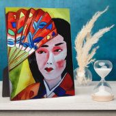 Plaque Photo geisha japonaise avec ventilateur peinture d'art o (Côté)