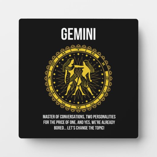 Plaque Photo Gemini - Horoscope, Drôle Humour de signe Zodiaque (Devant)