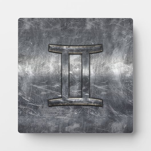 Plaque Photo Gemini Sign en Distressed Siver Steel (Devant)