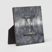 Plaque Photo Gemini Sign en Distressed Siver Steel (Recto)