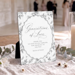 Plaque Photo Générations d'amour grises de mariage vintage