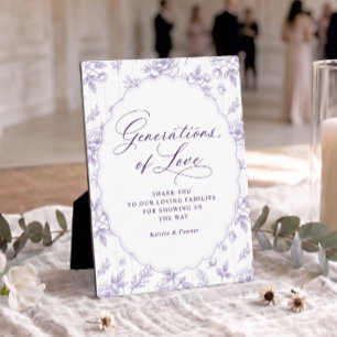 Plaque Photo Générations Vintage d'Amour Mariage Lilas Clair