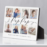 Plaque Photo Gift for Pop Pop | Grandchildren Photo Collage<br><div class="desc">Send a beautiful personalized gift to your Grandpa (Pop Pop) that he'll cherish forever. Special personalized grandchildren photo collage plaque to display your own special family photos and memories. Our design features a simple 8 photo collage grid design with "Pop Pop" designed in a beautiful handwritten black script style. Each...</div>
