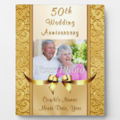 Plaque Photo Gift Ideas for 50th Marriage Anniversary, Golden (Devant)