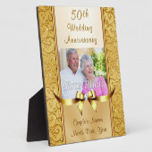 Plaque Photo Gift Ideas for 50th Marriage Anniversary, Golden (Côté)