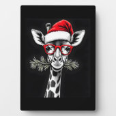Plaque Photo Girafe de Noël Chapeau de Père Noël Pyjama Cadeau (Devant)