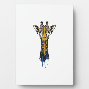 Plaque Photo Girafe Gravé Vintage Avec Design De Lunettes_1