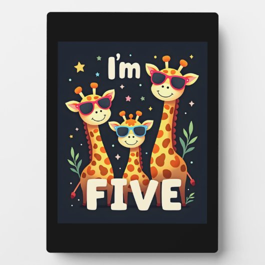 Plaque Photo Giraffe cool 5e fête d'anniversaire 5 ans bébé (Devant)