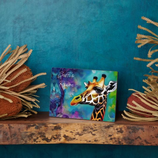 Plaque Photo Giraffe en couleur (Côté)
