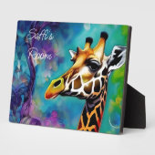 Plaque Photo Giraffe en couleur (Côté)